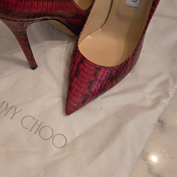 Jimmy Choo Anouk Red Snakeskin/Elaphe Pumps - Picture 11 of 12
